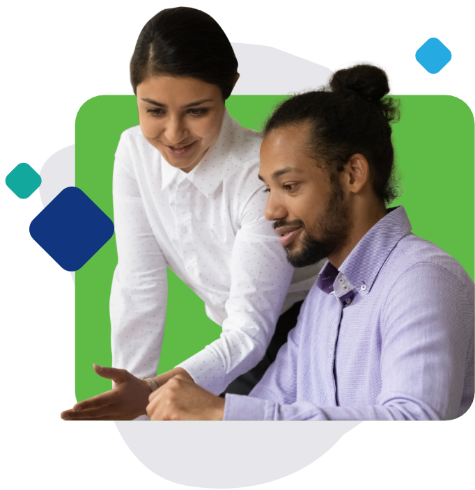 Team members discussing project details